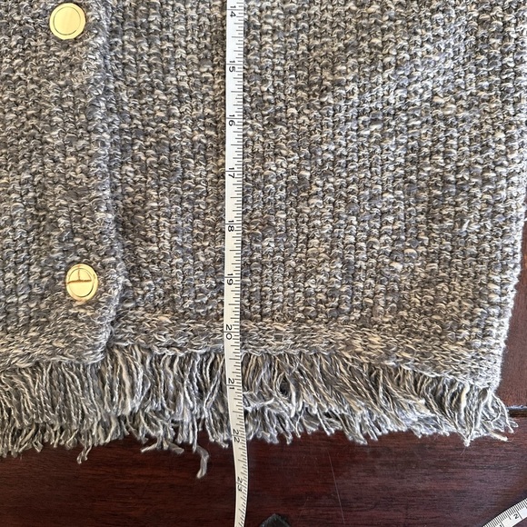 J.Crew XL Short Sleeve Fringe Cardigan Jacket Sweater Gray Cotton Linen Blend - Picture 5 of 6